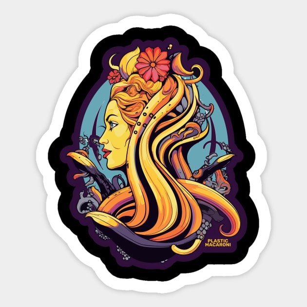 Plastic Macaroni Boho Trippy Hippy Ravioli Sticker by BoobRoss